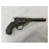 1890 CAST CAP PISTOL W/ ENGRAVINGS