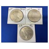 (3) PEACE SILVER DOLLARS 1922S, 1922