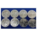 (8) UNC 1987 SILVER AMERICAN EAGLES