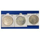 (3) MORGANS SILVER DOLLARS 1921 AND 1921 S