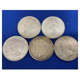 (5) PEACE SILVER DOLLARS 1922,1923,1926