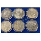 (6) PEACE 1922,1923,1924 SILVER DOLLARS