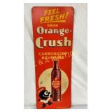 1943 SST VERT. ORANGE CRUSH MASONITE SIGN 18X48