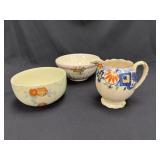 3 pcs. Vintage Floral Kitchenware Pottery Various