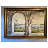 Wisteria Arch by The Sea Painting on Canvas Signed