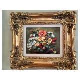 Signed Floral Still Life on Canvas