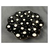 16" Fluted Serving Dish MacKenzie B & W Polkadots