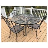 5Pcs. Metal  Lattice Patio Round Table & Chairs