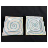 2 Square MacKenzie-Childs Wallcourt Swirl 9"Plates