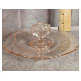 PINK DEPRESSION GLASS CANDY DISH WITH HANDLE