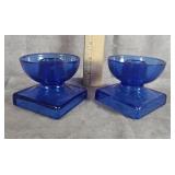 L.E. SMITH COBALT BLUE CANDLESTICK HOLDERS