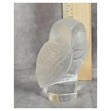 LALIQUE CRYSTAL OWL PAPERWEIGHT 3.5"