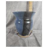 BLUE STONEWARE POTTERY VASE 7"