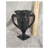 LE SMITH GLASS BLACK AMETHYST TROPHY VASE