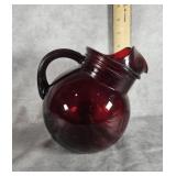 RUBY RED GLASS PITCHER