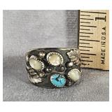 STERLING SILVER & MULTI STONE SOUTHWESTERN RING