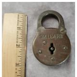 ANTIQUE SIX LEVER PADLOCK NO KEY