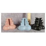 3 FIESTA WARE CANDLESTICK HOLDERS