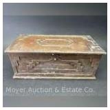 Antique Copper Trinket Box, Missing One Handle and Latch, 12" x 6" x 5"