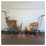 2 Wicker Doll Carriages, 22”-24” Long