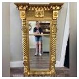 Ornate Gold Gilt Wall Mirror, Plaster Frame, Antique, 49" x 23"