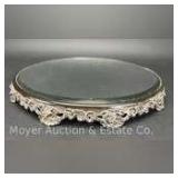 Silver-plate Mirrored Dresser Plateau, 13” Round