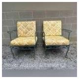 Pair of Patio Side Chairs, Metal Frames, Matches Previous Lots
