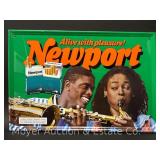 New/Old Stock Newport Pleasure Cigarette Advertising Sign, Tin, 26"x17"