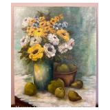 Oil on Board Floral Still Life, Signed Kozmiuk, Unframed, 30"x24"