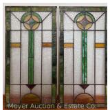 Pair of Stained Glass Window Panels, Unframed, 37"x19"