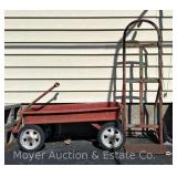 Red Metal Wagon and 2 Wheel Dolly