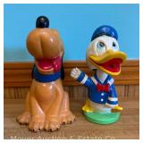 Vintage Donald Duck Bobblehead with Goofy Coin Bank, 6"-6.5" Tall