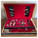 Group of Mens Jewelry: Cuff Links, Tie Clips, and Lighter