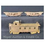 HO Scale Brass Caboose with Original Box and Other O Gauge Brass Trucks