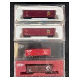 4 Con-Cor N Scale Freight Cars, with Original Plastic Cases