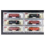 6 Atlas N Scale Fishbelly Hopper Cars, with Original Plastic Cases