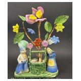 Shawnee Pottery Wishing Well, with Glass Flower Arrangement, 13"H