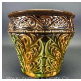 McCoy Acanthus Leaf Blended Glaze Jardiniere, 9.5" Round x 8" Tall