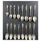 16 Sterling Souvenir Spoons with Arched & Cut-out Handles, 7.28tr.oz.