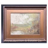 Fernando A. Carter Oil on Board Landscape Painting, Dated 1918, Framed 18.5" x 20.5"