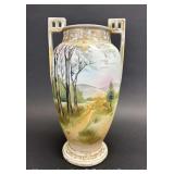 Nippon Hand Painted Vase, 12" Tall