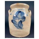 One-Gallon Stoneware Jar "Lyons" with Cobalt Flower Decoration and 2-1