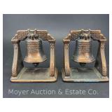 Antique Cast Iron Liberty Bell Bookends, 5" Tall