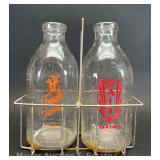 Temple Farms and Waite Half Gallon Glass Milk Bottles, with Carrier