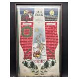 1906 Art Fabric Mills Christmas Stocking Cut Out Sewing Pattern, Framed