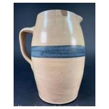 Antique Stoneware Pitcher, with Single Cobalt Blue Stripe