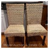 Pair of Woven Rush Dining Chairs, See Photos for Condition