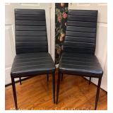 Pair of Black Vinyl Dining Chairs