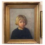 R. Rinling Oil on Canvas Portrait of Girl, Dated January 1927, Framed 22.5"x19"