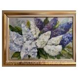 Oil on Board of Lilacs, Artist Signed, Framed 27"x19"